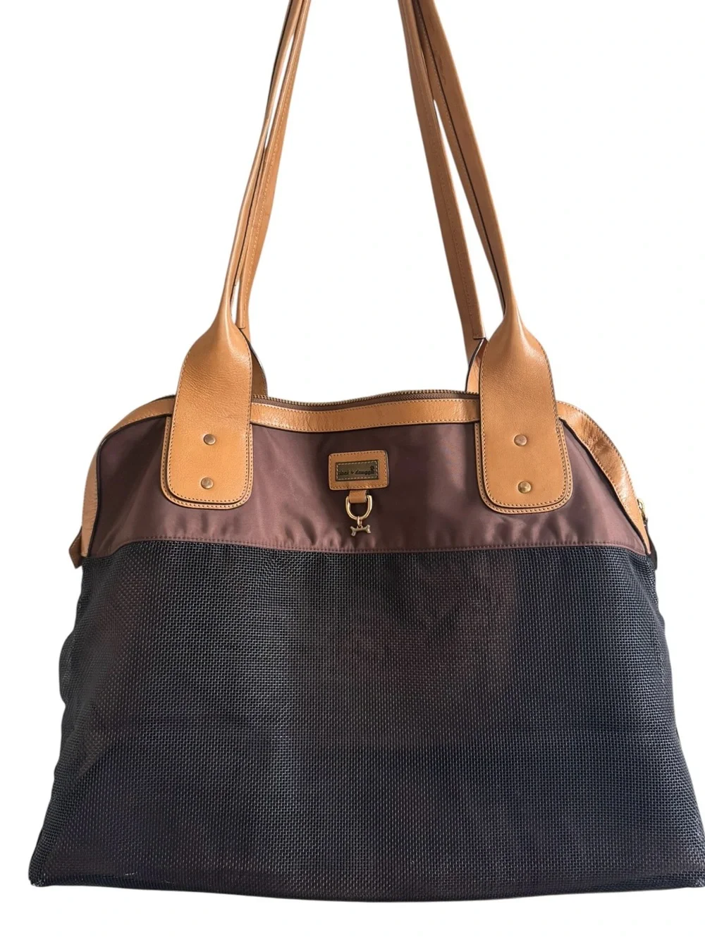 Cloak & Dawggie Designer Style Luxury Mesh Pet Carrier Tote Bag – Brown & Tan